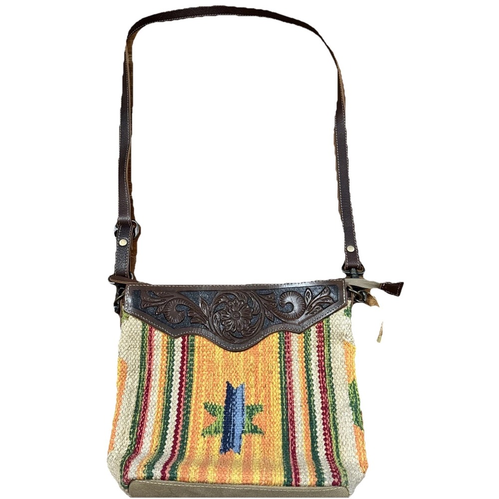 Myra‎ Bag Aztec Pattern Embossed Leather Crossbody Western Boho purse